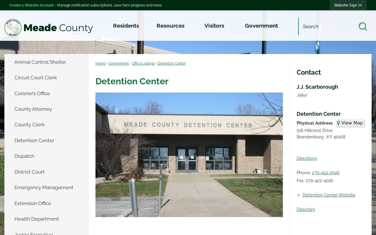 Meade County arrest booking Detention Center source page