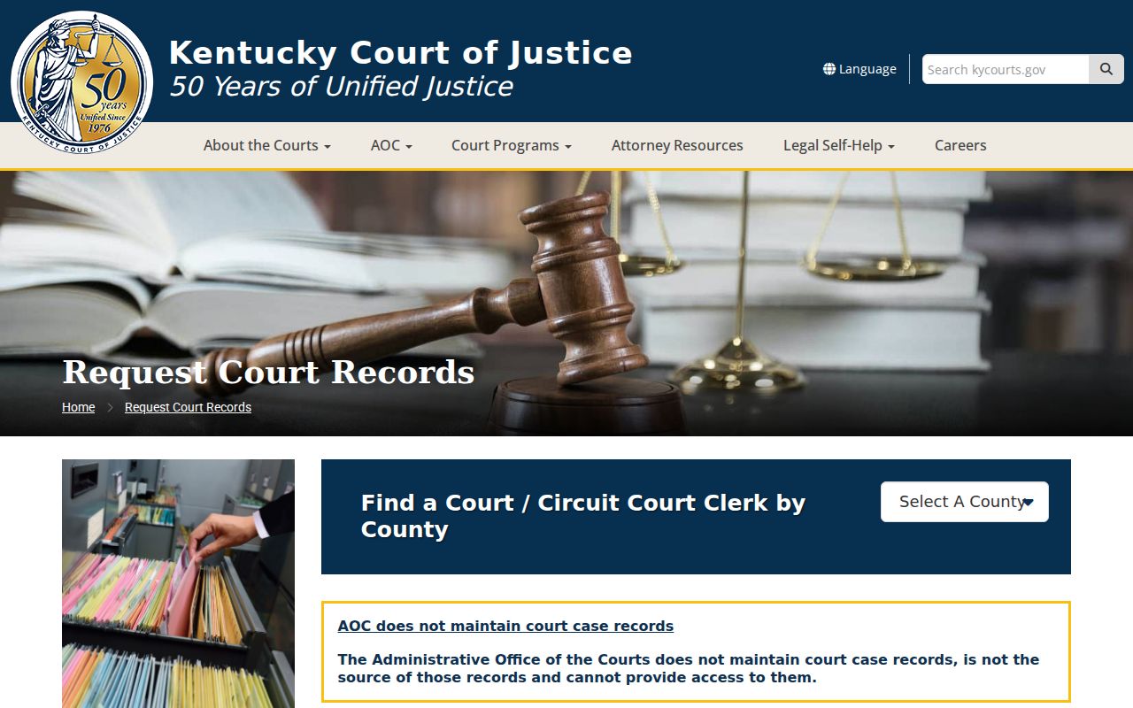 Kentucky Court of Justice information for requesting Meade County court records