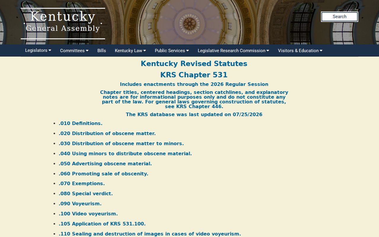 Kentucky statutes affecting criminal case records and expungement