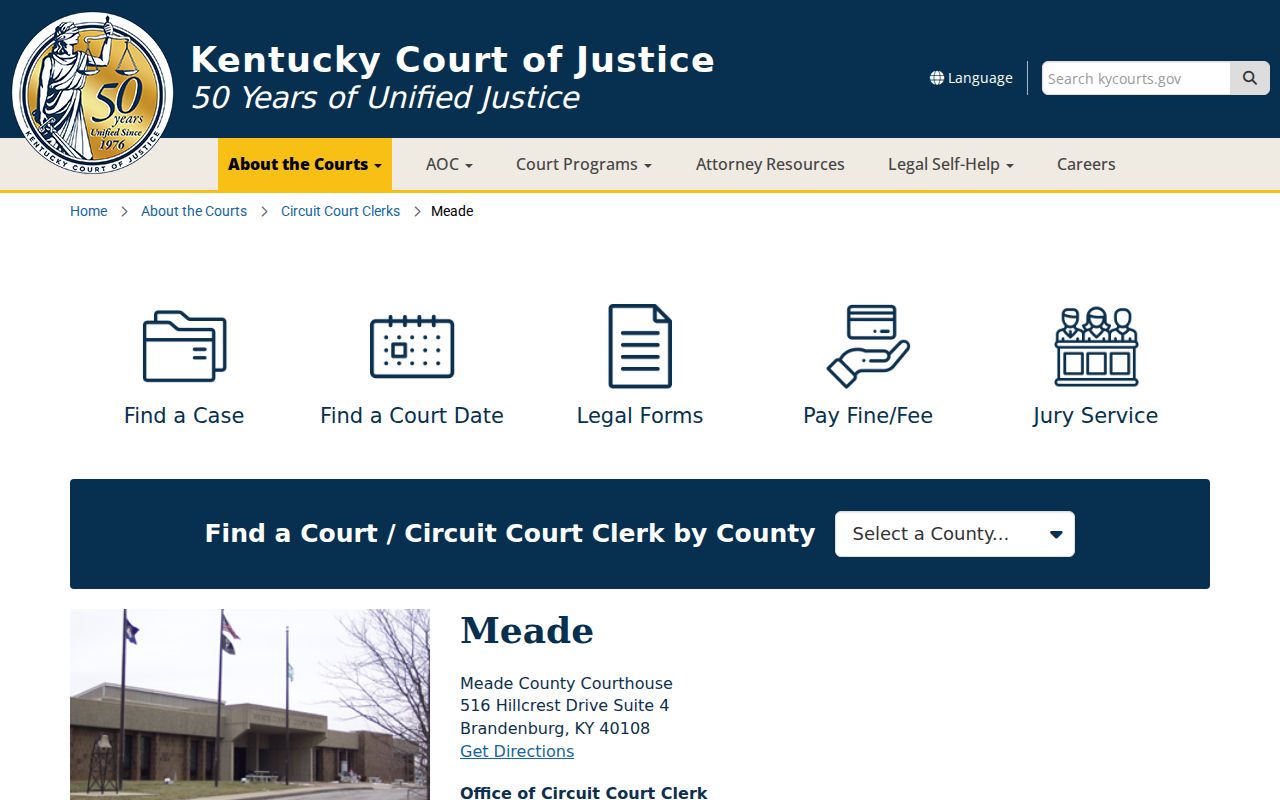 Meade County court source for city criminal records