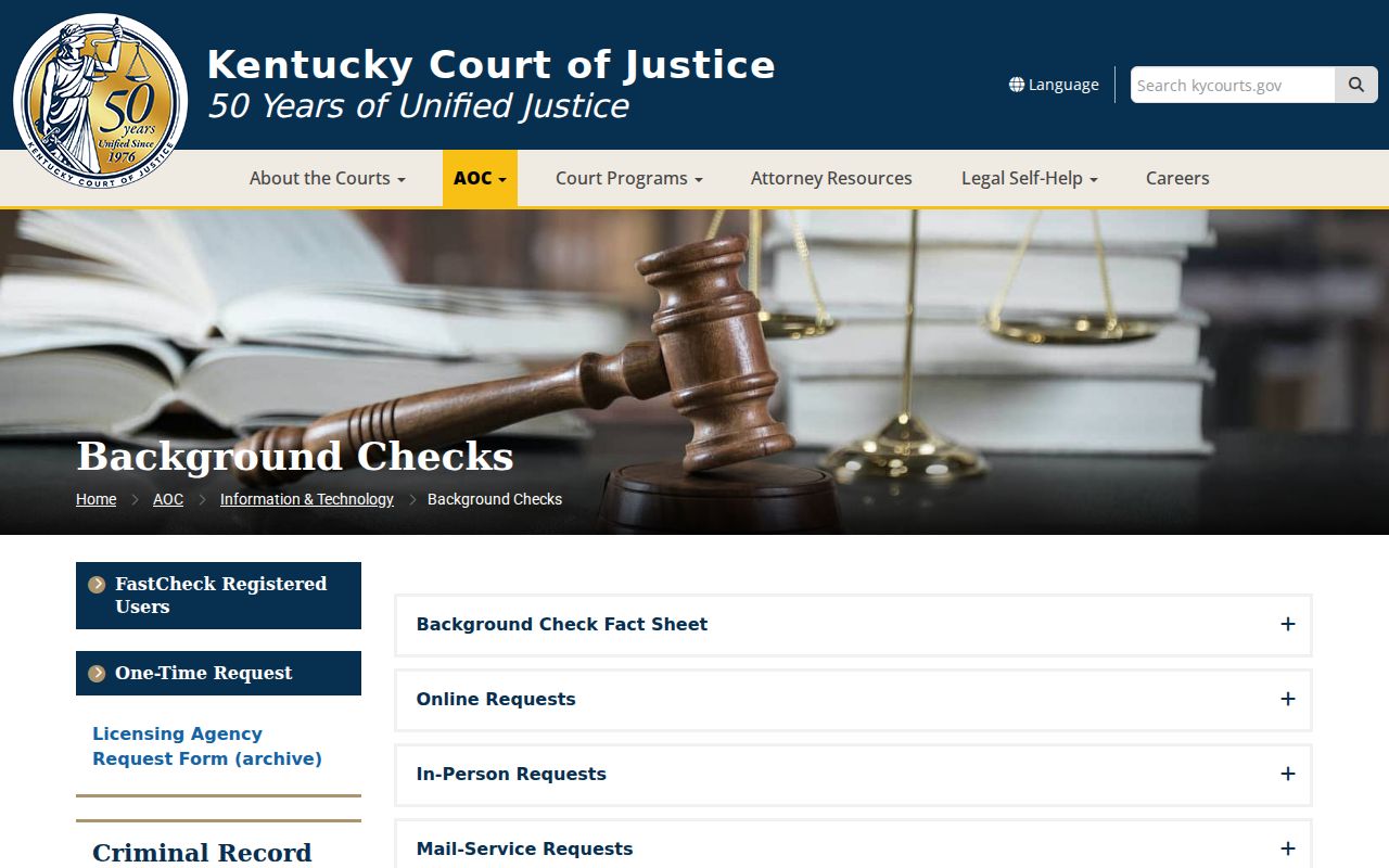 Kentucky AOC report options for Meade County criminal records
